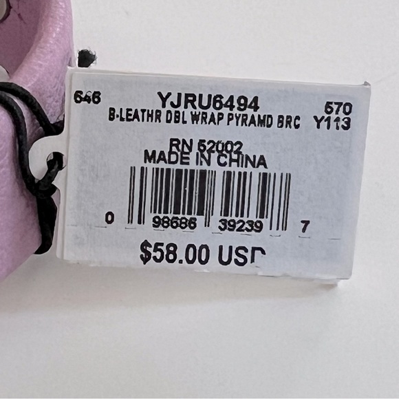 NWT Juicy Couture Lilac Leather Double Wrap Pyramid Stud Bracelet - Picture 10 of 10